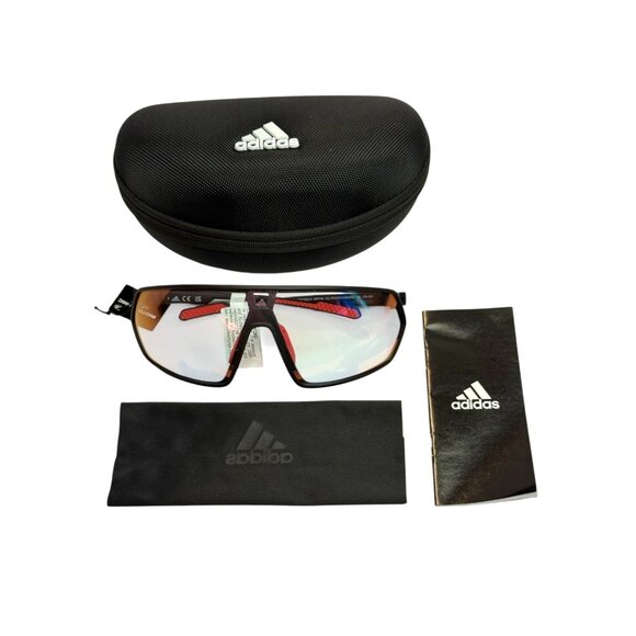 adidas Other - Adidas SP0088 02L PRFM Shield M Photochromic Sunglasses Black Red Mirror w/Case